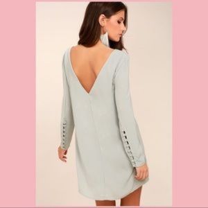 Lulu's Light Grey Long Sleeve Shift Dress